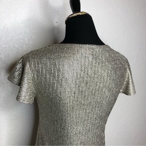 WHBM silver metallic flutter sleeve v neck top size Extra Extra Small XXS - Picture 7 of 14